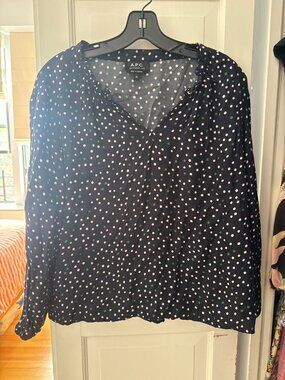 A.P.C. Navy Polka Dot Blouse, Size FR 36 (US 4)